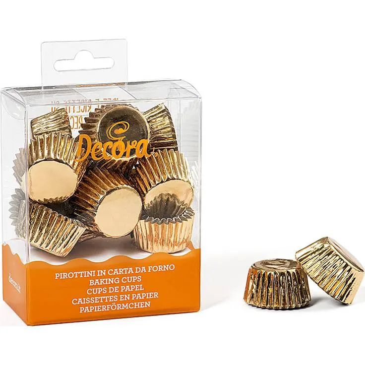 Zlaté papírové košíčky na bonbony Decora o rozměru 27 x 17 mm pro pralinky a drobné cukrovinky