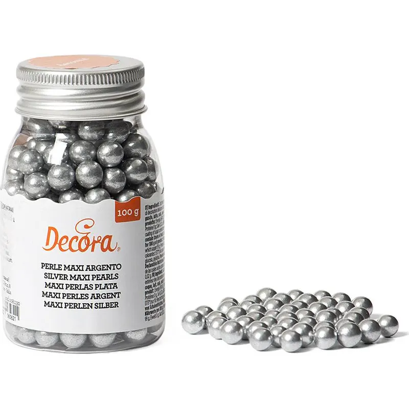 Cukrové zdobení ve formě stříbrných perel Decora v balení 100 g na dekorování dortů a dezertů
