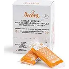 Oranžová extra tvrdá potahovací hmota Decora na zdobení dortů o hmotnosti 100 g