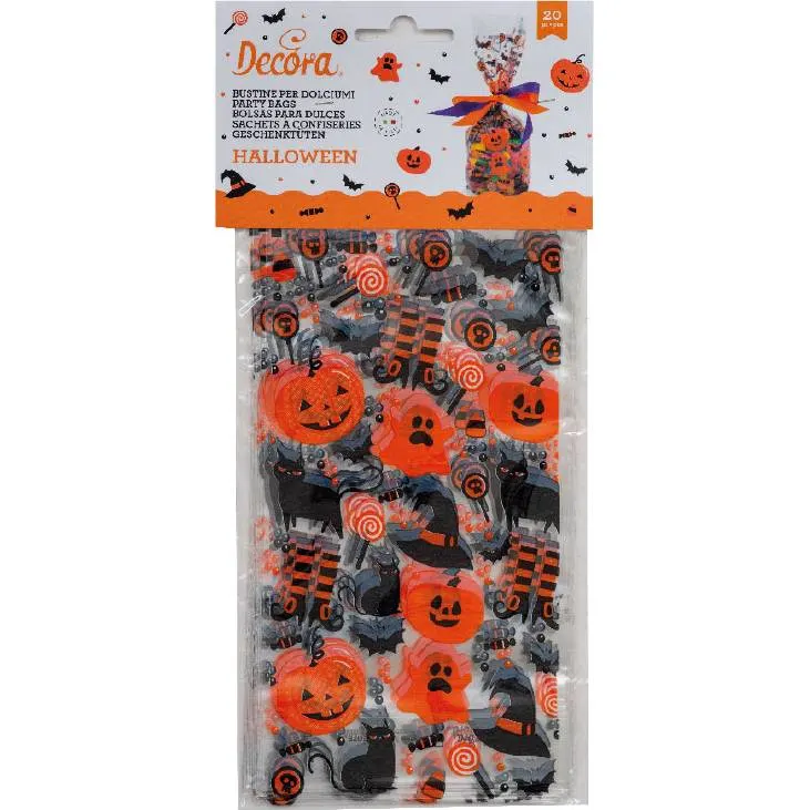 Halloweenské pytlíky na sladkosti Decora, balení 20 kusů, rozměr 24 x 12,5 x 3 cm, vhodné jako dárečky pro hosty