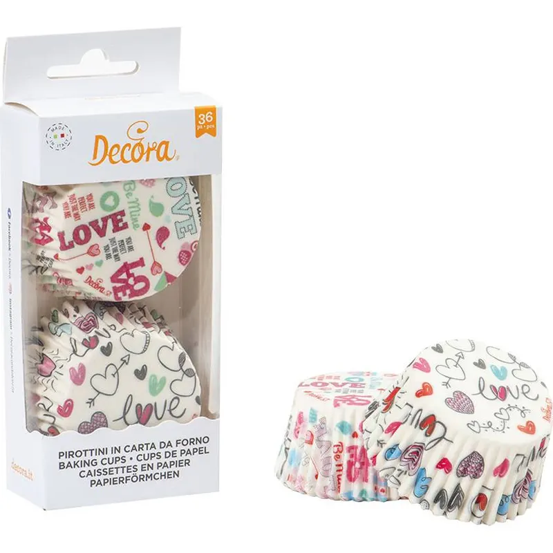 Papírové košíčky Decora Love na muffiny a cupcakes, balení 36 kusů