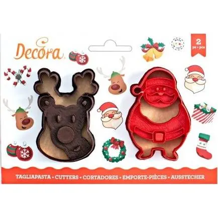 Vykrajovátko ve tvaru soba a Santy Clause o velikosti 8 cm pro vánoční pečení od značky Decora