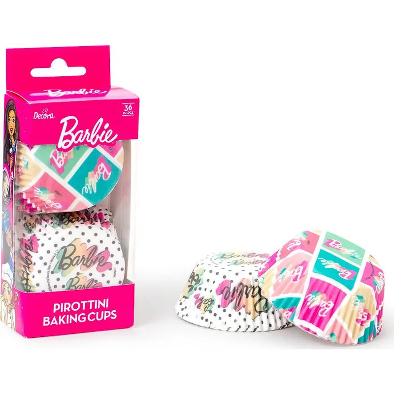Papírové košíčky na muffiny s motivem Barbie od značky Decora, balení 36 kusů pro pečení dortíků a cupcakes
