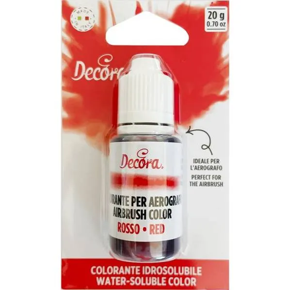 Tekutá airbrush barva Decora v červeném odstínu na zdobení dortů, balení 20 g