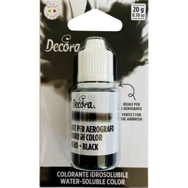 Černá tekutá airbrush barva Decora pro stínování a zdobení dortů