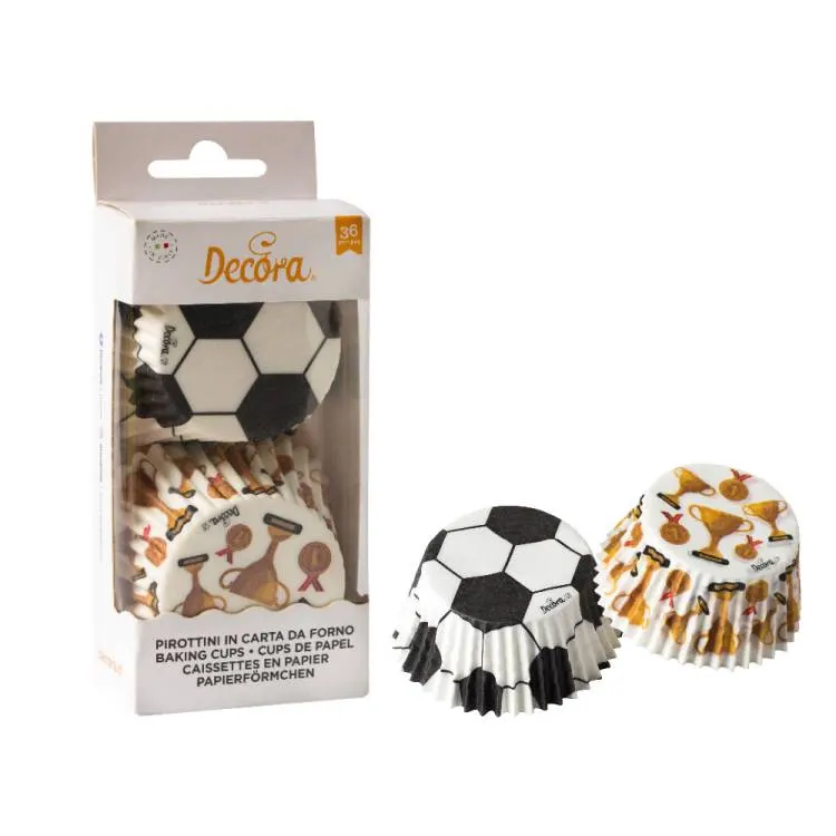Papírové košíčky na muffiny Decora s motivem fotbalu, balení 36 ks pro dětské oslavy
