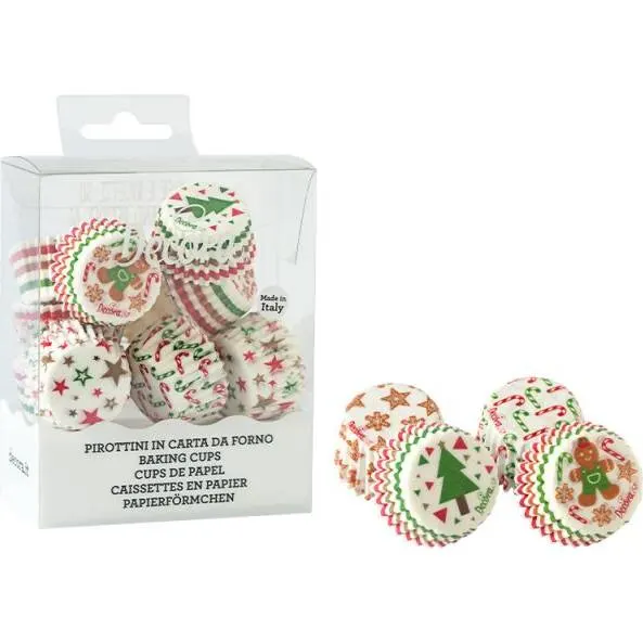 Vánoční papírové mini košíčky Decora s motivem pro pečení drobného cukroví a bonbónků, 200 kusů