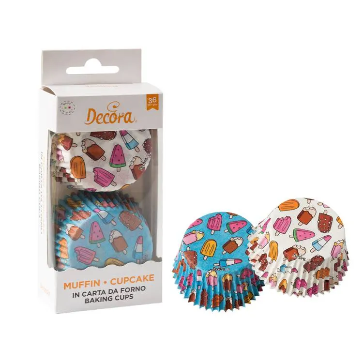 Papírové košíčky na muffiny Decora ve tvaru zmrzlin, balení 36 kusů
