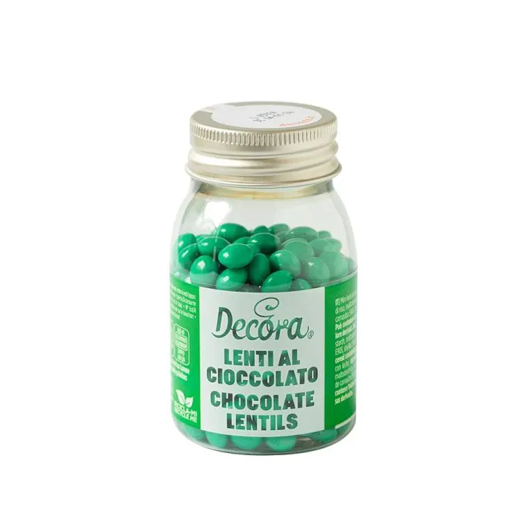 Zelené čokoládové mini lentilky Decora na zdobení dortů a cukroví