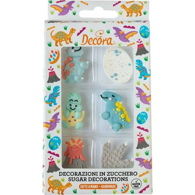 Cukrová dekorace ve tvaru dinosaurů od značky Decora, sada 6 kusů na dětský dort