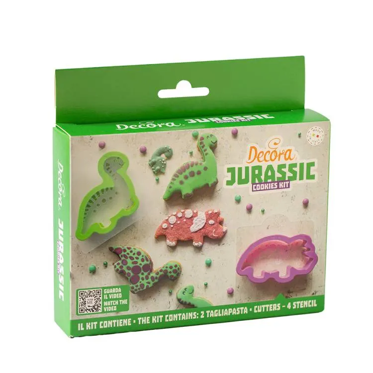 Sada vykrajovátek a stencilů Decora s motivem dinosaurů pro zdobení sušenek a dortů
