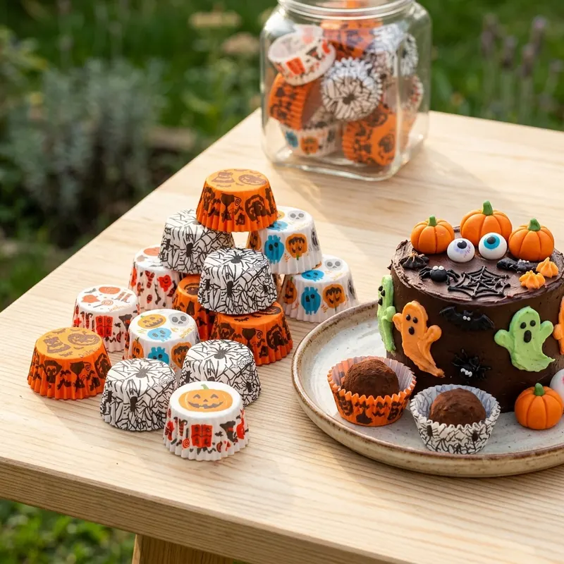 Papírové košíčky na pralinky s halloweenským motivem Decora, sada 100 kusů pro mini dezerty a pralinky