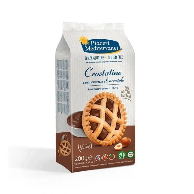 Bezlepkové koláčky Crostatine s lískooříškovou náplní značky Piaceri Mediterranei, balení 200 g