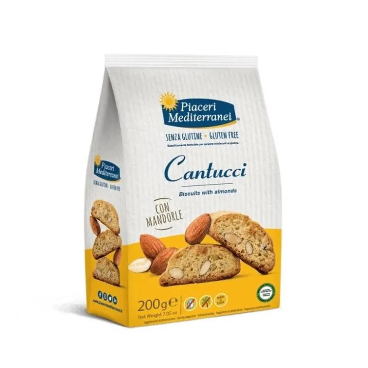 Bezlepkové italské sušenky Cantucci s mandlemi, křupavé, balení 200 g