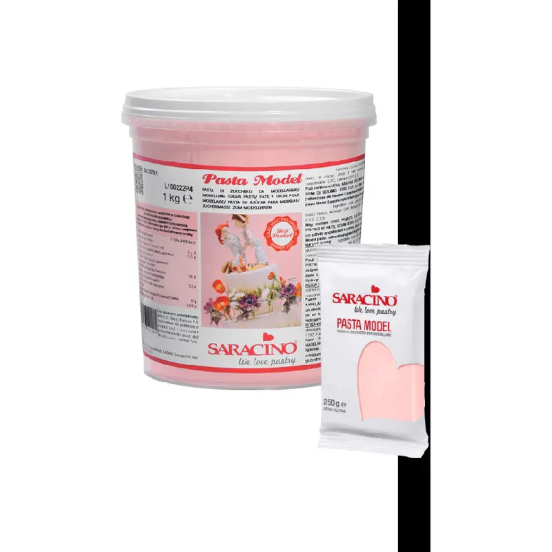 Modelovací hmota Saracino Light v světle růžové barvě, 1 kg, vhodná na tvarování dortových dekorací