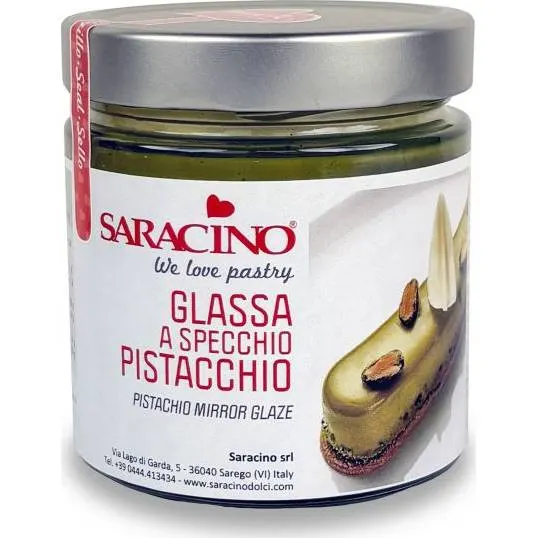 Zrcadlová poleva Saracino s pistáciovou příchutí o hmotnosti 350 g na zdobení dortů a dezertů