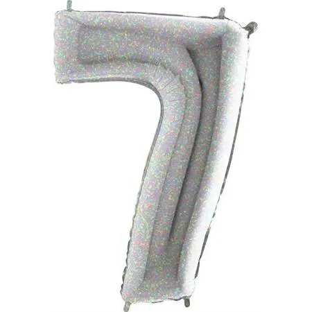 Holografický nafukovací balónek číslo 7 o velikosti 102 cm z pevné fólie značky Grabo pro narozeniny a oslavy