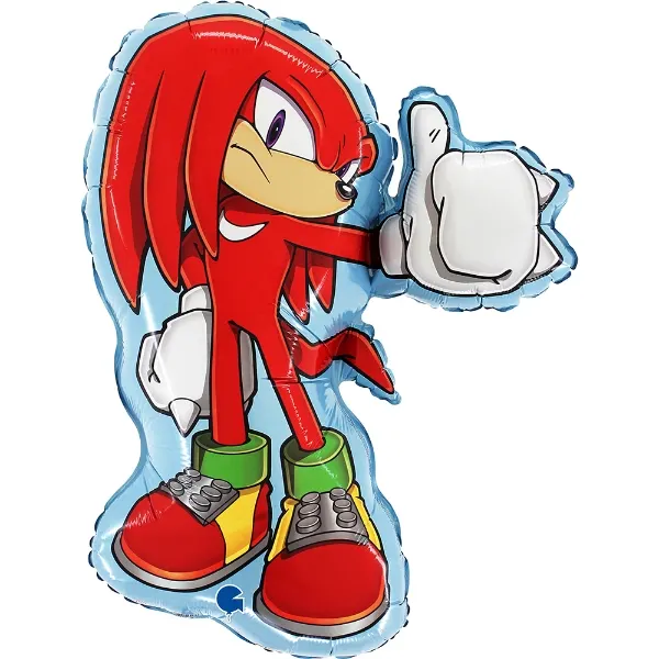Foliový balónek s postavou Knucklese ze série Sonic the Hedgehog, velikost 66 x 55 cm, značka Grabo, vhodný na dětské oslavy a herní party