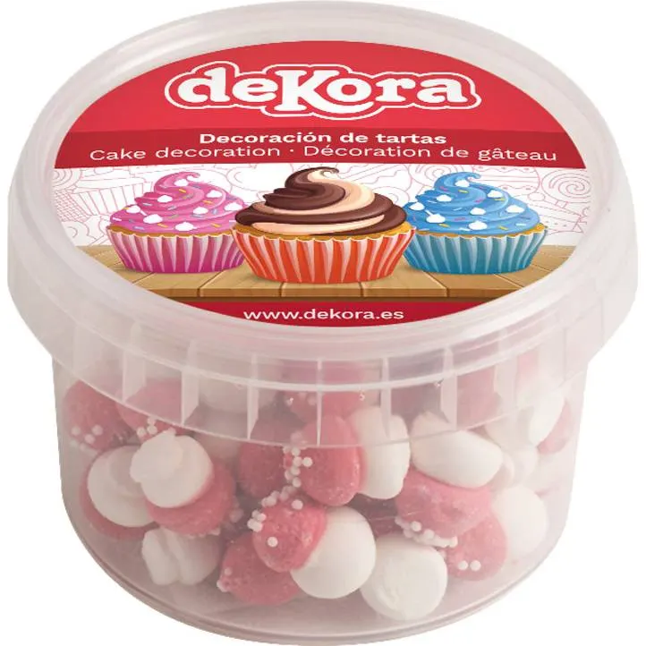Cukrové dekorace ve tvaru muchomůrek značky Dekora v balení 80 g pro zdobení dortů