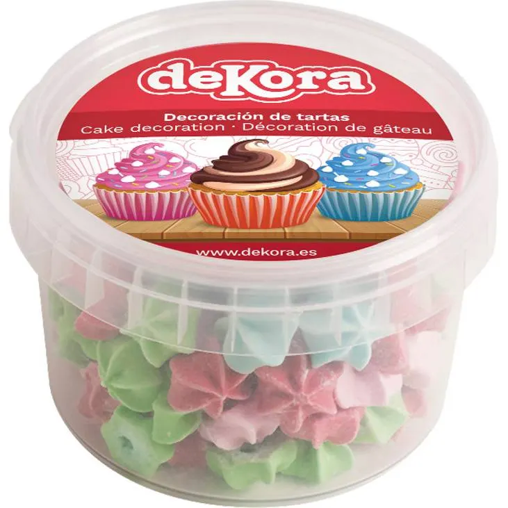 Barevné cukrové zdobení v pestrém mixu barev na dorty, cupcakes a sušenky