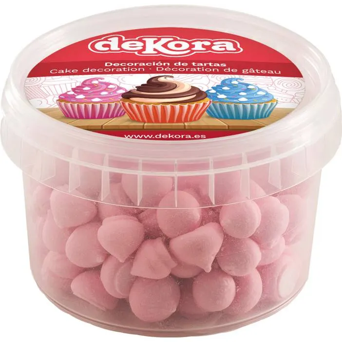 Dekora růžové pusinky 90 g na zdobení dortů, cupcakes a zmrzlinových pohárů