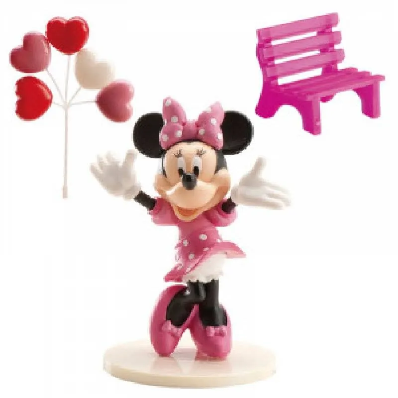 Figurka Minnie s balónky a lavičkou na dort od značky Dekora, dekorace pro dětské narozeniny