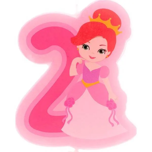 Dortová svíčka ve tvaru číslice 2 s motivem princezny od značky Dekora, výška 7 cm