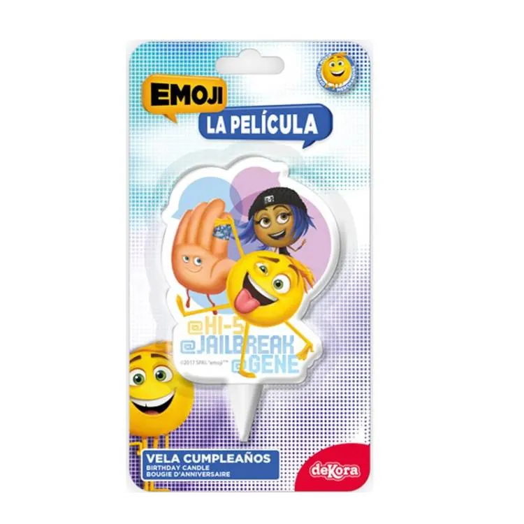 Plochá dortová svíčka ve tvaru emoji pro veselé dekorování oslavných dortů, výška 7,5 cm