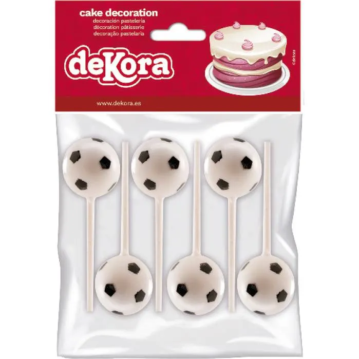 Dekorace na dort ve tvaru fotbalového míče od značky Dekora, sada 6 kusů pro zdobení cupcakes a dortů
