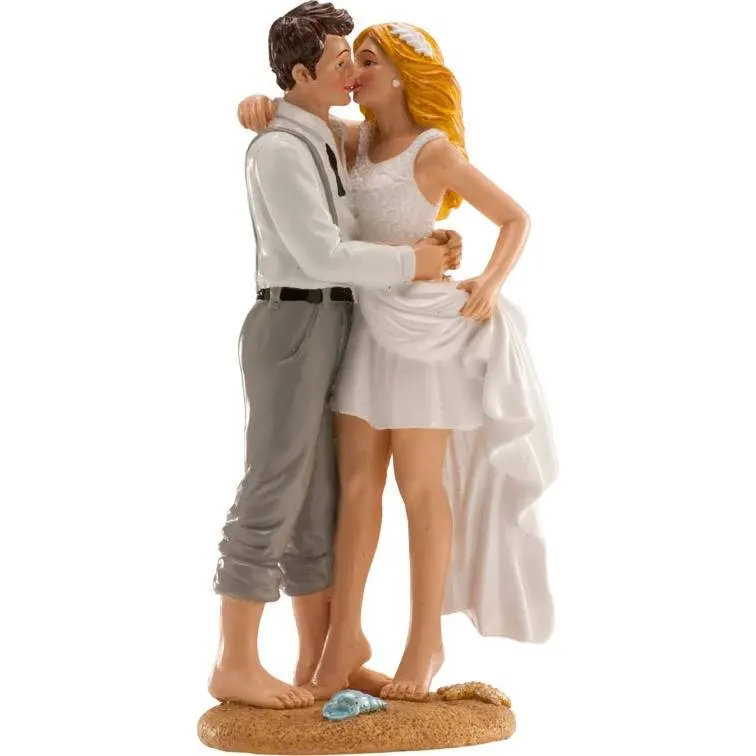 Svatební figurka na dort na pláži, výška 16 cm, značky Dekora, k ozdobení svatebního dortu