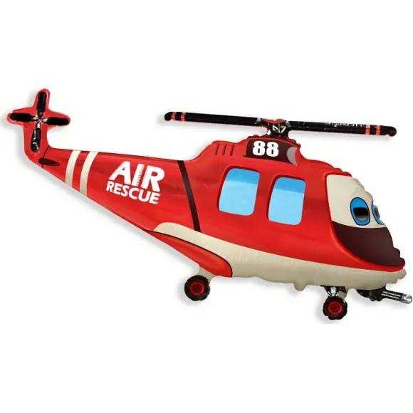 Fóliový balónek ve tvaru helikoptéry od značky Godan o průměru 60 cm na oslavu nebo dekoraci
