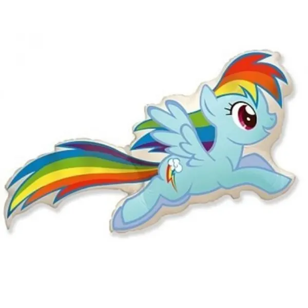 Foliový balonek ve tvaru poníka Rainbow Dash ze seriálu My Little Pony, velikost 59 cm, nebalený