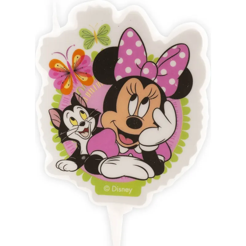 Dortová svíčka s motivem Minnie z Disney, výška 7,5 cm, značky Dekora, pro dětské narozeniny