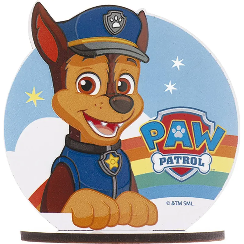 Dekorace na dort Paw Patrol Chase značky Dekora v úhledné velikosti 12,5 cm pro dětské oslavy