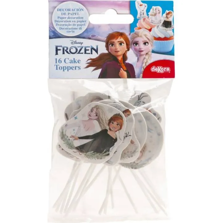 Zápich do dortu Frozen od značky Dekora, sada 16 kusů s motivy z pohádky Ledové království