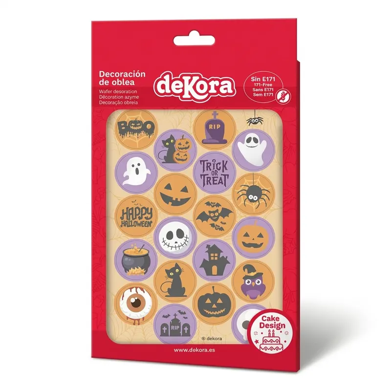 Jedlý papír s halloweenskými motivy na zdobení dortů a cupcakes, balení obsahuje 20 koleček