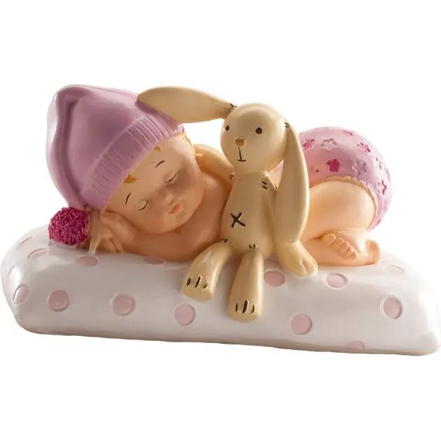 Dekorativní figurka spícího miminka holčičky na dort, výška 6 cm, značka Dekora
