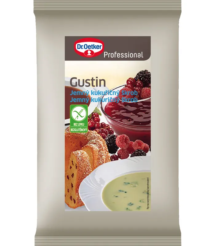 Kukuřičný škrob Gustin od značky Dr. Oetker v balení 1 kg na zahušťování krémů, náplní a pudinků