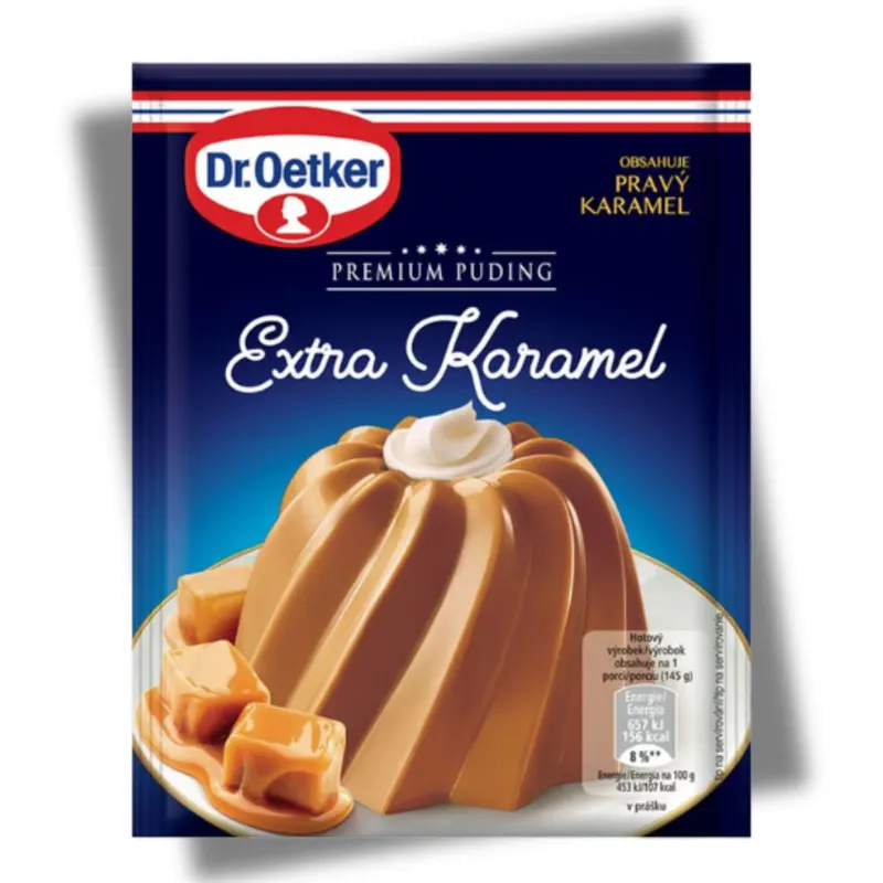 Puding Dr. Oetker s příchutí karamelu v sáčku o hmotnosti 40 g na přípravu krémového pudingu