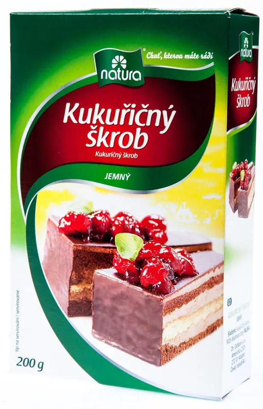 Kukuřičný škrob Natura k zahuštění krémů, omáček a polévek i k pečení, balení 200 g