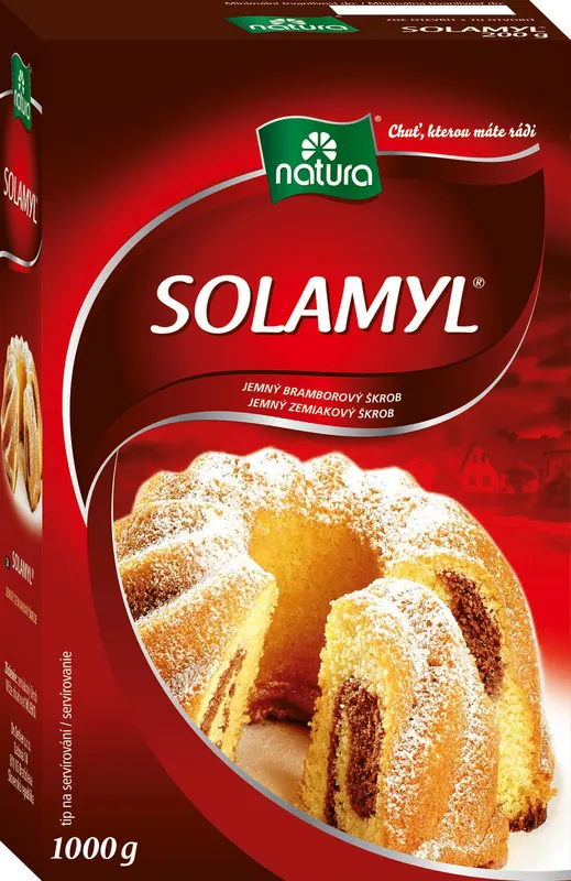 Bramborový škrob Solamyl od značky Natura v balení 1 kg k zjemnění těsta a zahušťování omáček