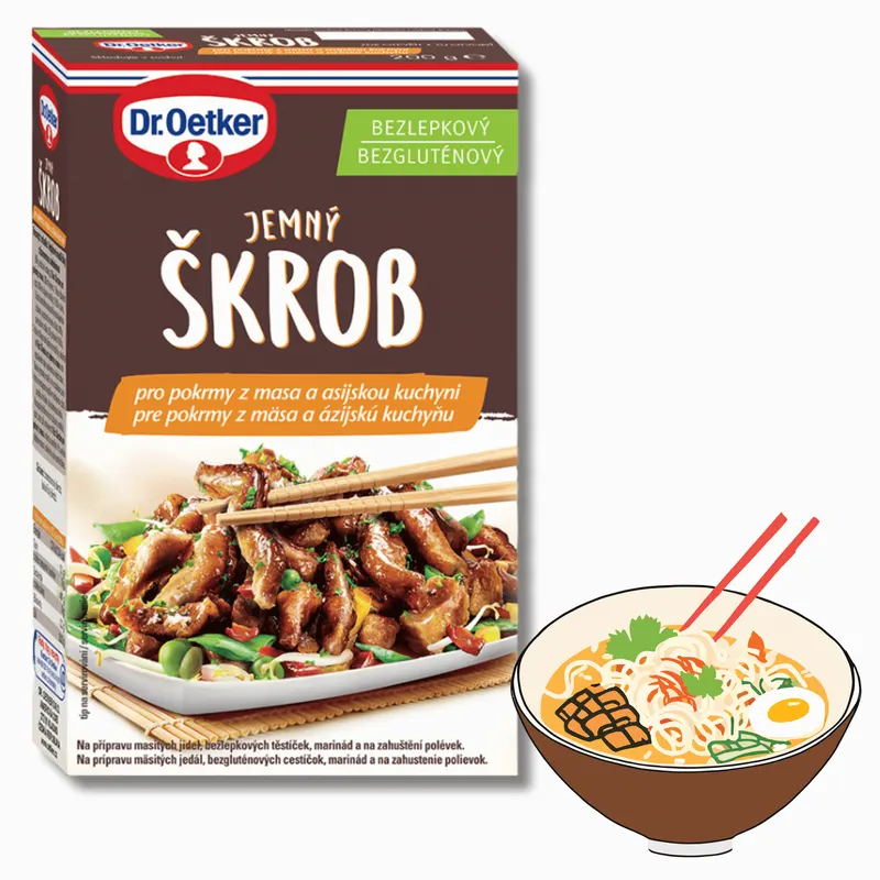 Jemný bezlepkový škrob Dr. Oetker v balení 200 g určený k zahušťování krémů, náplní a pro jemnou strukturu těst