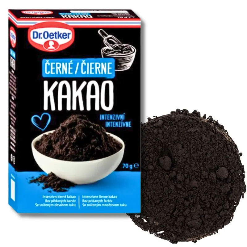 Černé kakao Dr. Oetker v balení 100 g pro intenzivně tmavé pečení a zdobení dortů