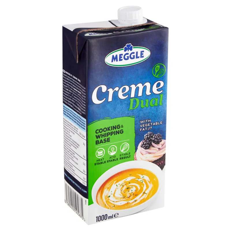 Neslazený vařicí a šlehací krém MEGGLE Creme Dual s 25 % tuku v litrovém balení na pečení a vaření