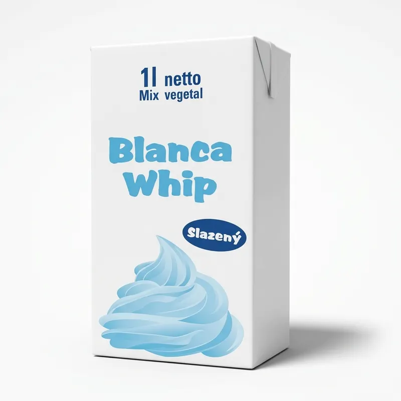 Rostlinný slazený krém ke šlehání Blanca v objemu 1 litr, vhodný na zdobení a plnění dortů