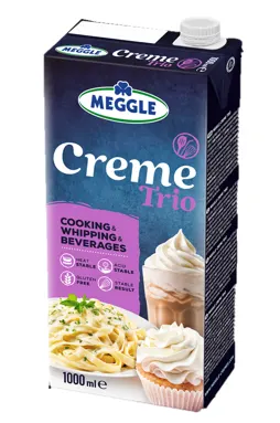 Chlazený šlehací a vařicí krém MEGGLE Creme Trio s 32% tuku v objemu 1000 ml