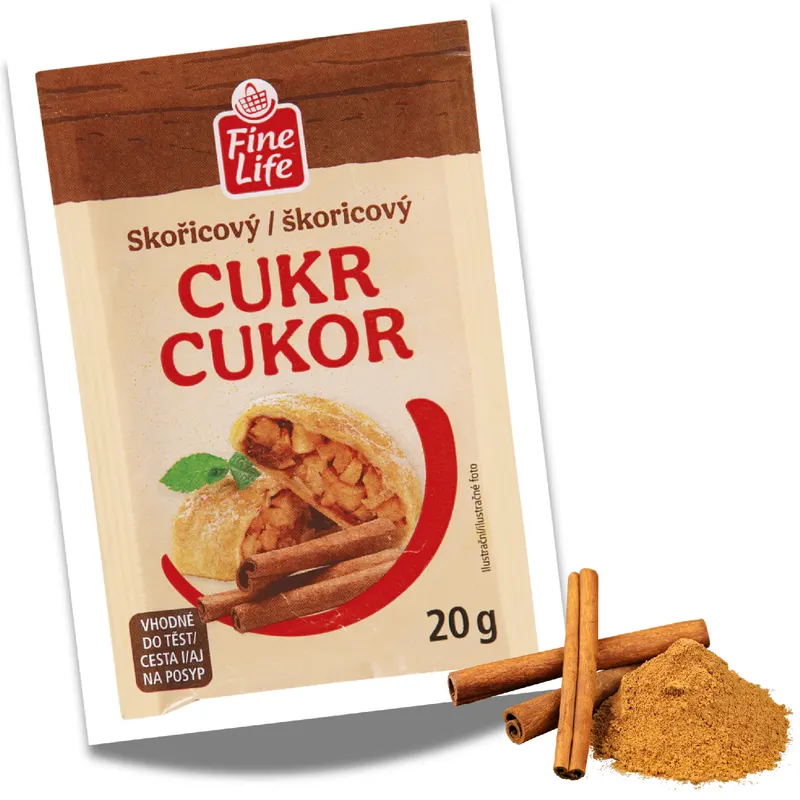 Skořicový cukr Fine Life 20 g s mletou skořicí pro pečení a dochucení moučníků