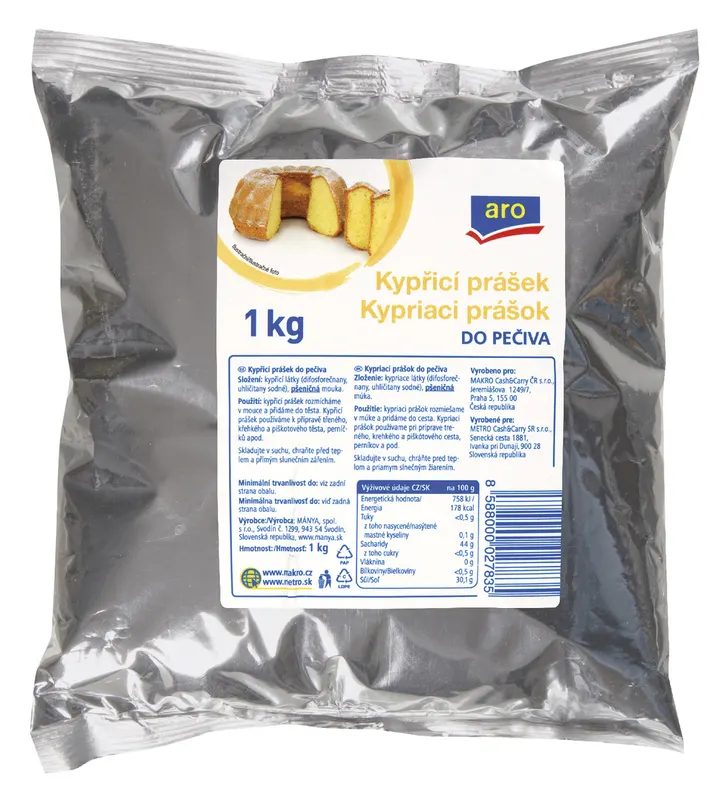 Kypřicí prášek do pečiva aro v kilogramovém balení pro domácí i cukrářské pečení