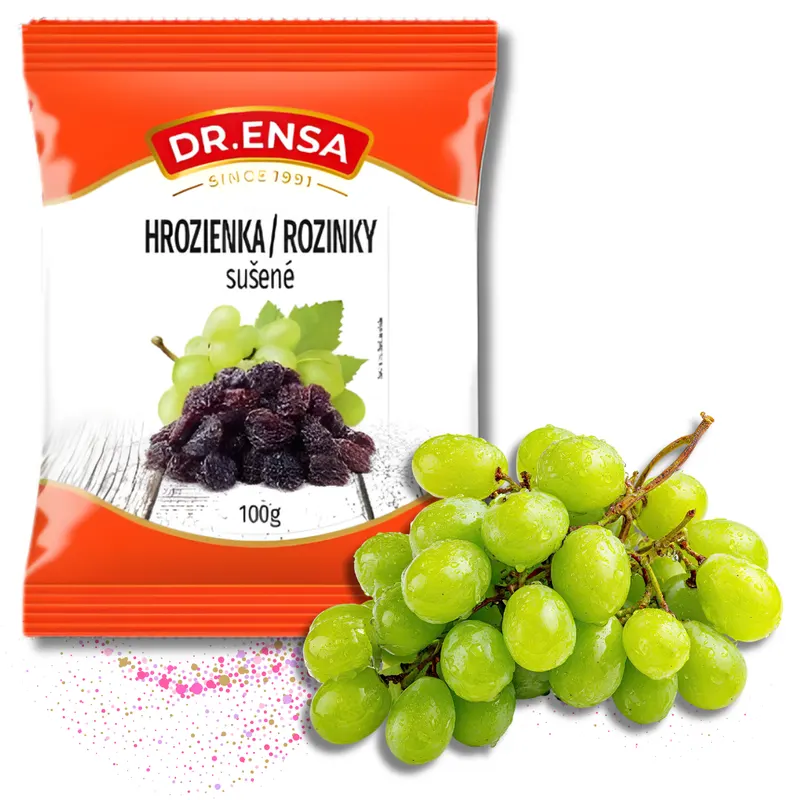 Dr. Ensa tmavé sušené rozinky v balení 100 g do pečení