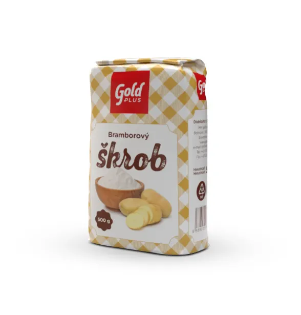 Bramborový škrob Gold-Plus v balení 500 g k zahušťování omáček, krémů a pečení